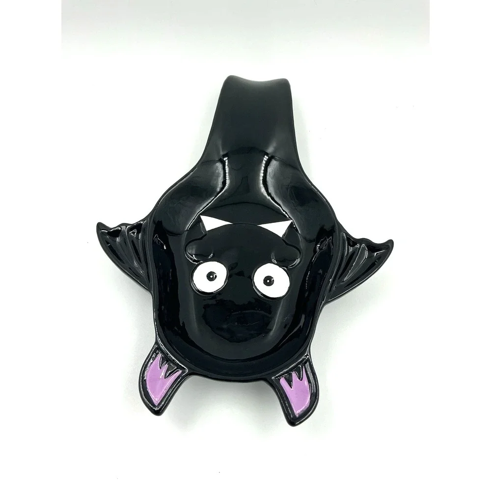 Vampire Bat Spoon Rest Halloween Jack O Lantern Lane Black Ceramic Cute New
